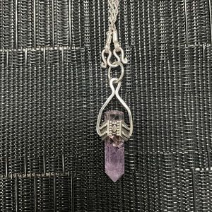 Amethyst pendant with sterling silver necklace